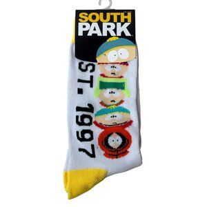 White South Park Graphic Crew Socks NWT Men’s 6-12 Fun Novelty Cartoon